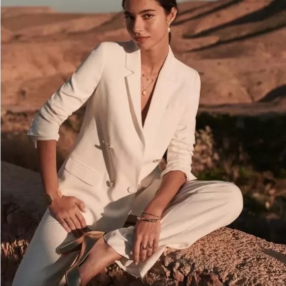 NWT SEZANE Marty Trousers Pants in Ecru/ Ivory Sz FR36 US4 - Picture 2 of 12